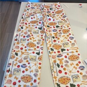 Lisa Says Gah Food Print Pants with Red and Yellow Accents